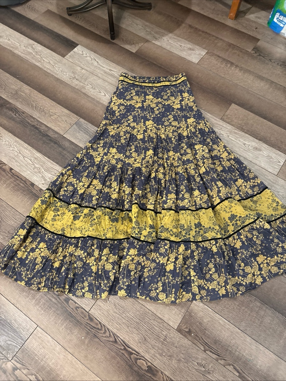 Carolina K Anthropologie Floral Drop Waist Maxi Cotton Long Skirt Small Woman’s